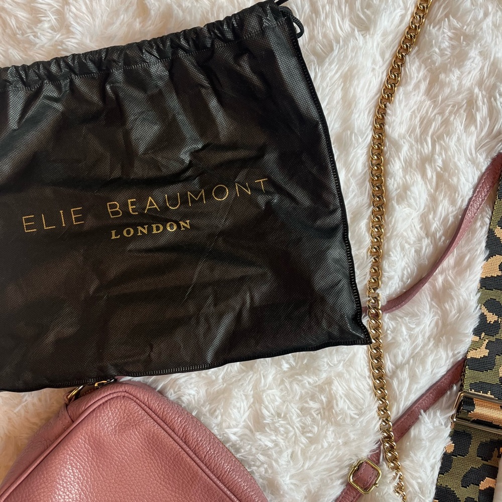 Elie Beaumont Pink Crossbody with Gold Chain, Gold and Camouflage Strap